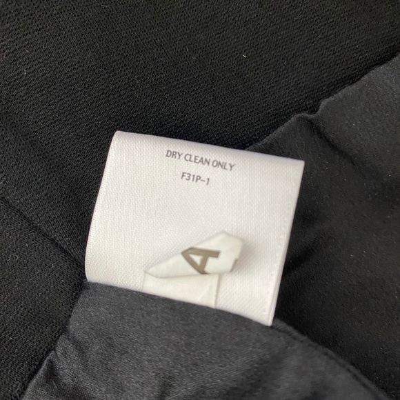 Eileen Fisher Size M Blazer Black Jacket Peplum Hem Leather Trim - Picture 8 of 9